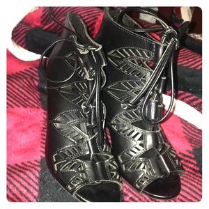 Black open toe heels